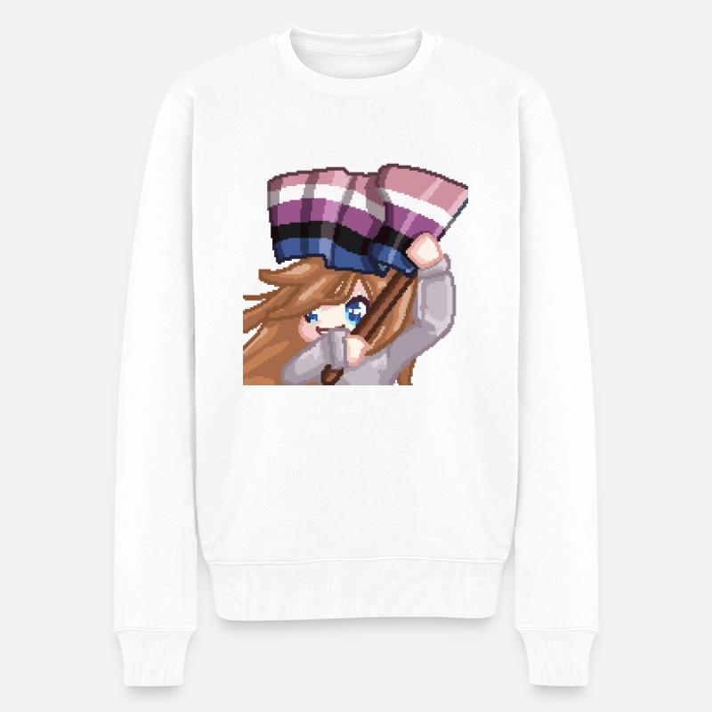 Pillowg1rl Emote mit Lesbianflagge - Männer Premium Bio Pullover - Weiß