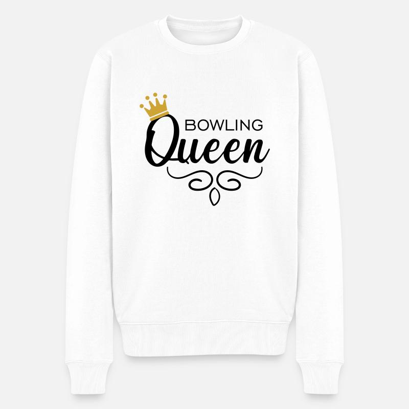Bowling Queen - Männer Premium Bio Pullover - Weiß
