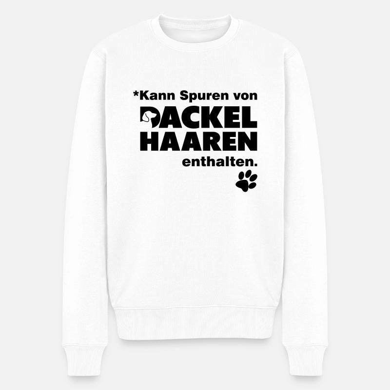 Kann Spuren von Dackelhaaren enthalten - Männer Premium Bio Pullover - Weiß