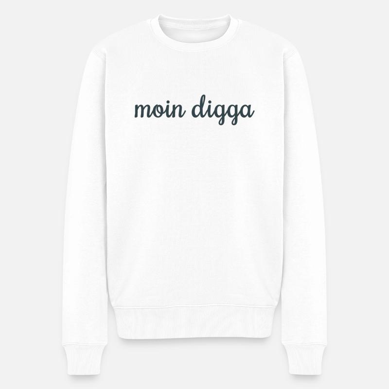 Moin Digga! - Männer Premium Bio Pullover - Weiß