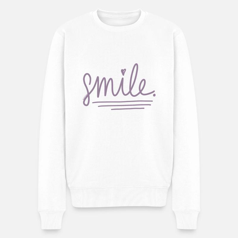 Smile - Männer Premium Bio Pullover - Weiß