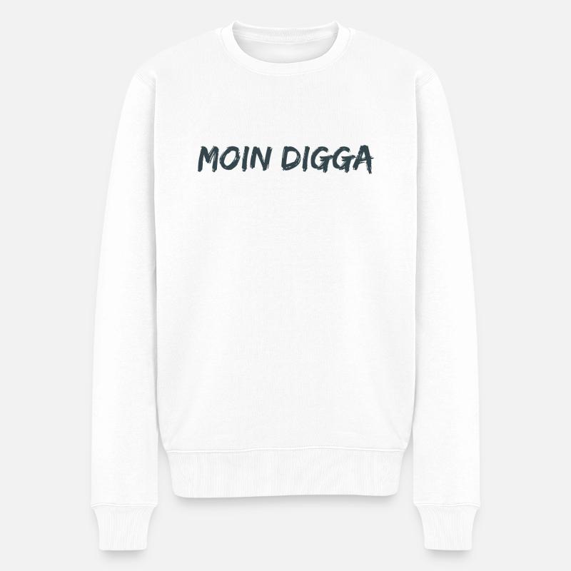 Moin Digga! - Männer Premium Bio Pullover - Weiß