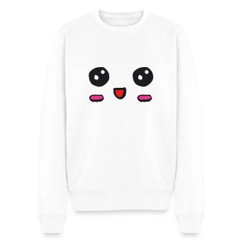 kawaii face with an open smile - Men's Premium Organic Jumper - white - Front - Thijin (182cm)