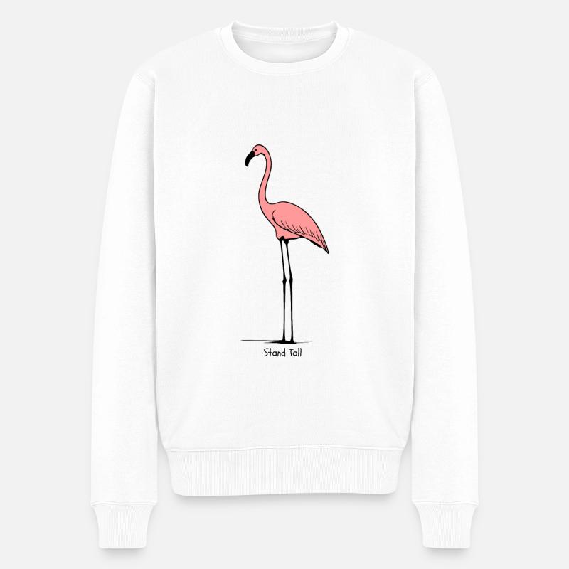 Steh stolz – Flamingo - Männer Premium Bio Pullover - Weiß