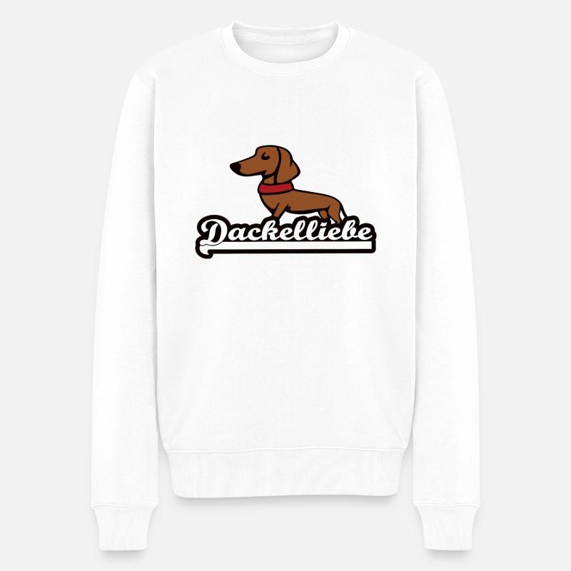 Dackelliebe - Männer Premium Bio Pullover - Weiß