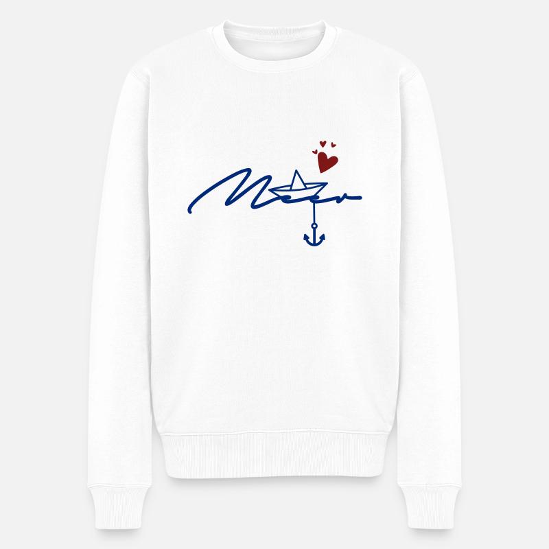 Ich liebe das Meer - Meer Liebe - Männer Premium Bio Pullover - Weiß