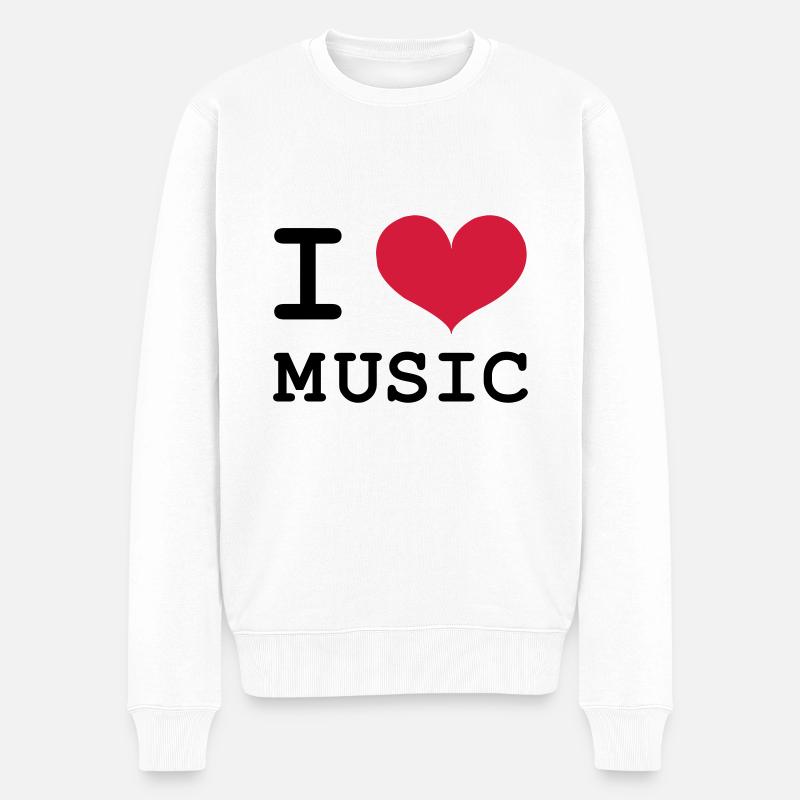 Ich liebe musikalisch - Männer Premium Bio Pullover - Weiß