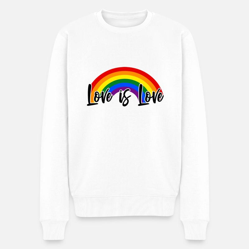 Love is Love Rainbow - Männer Premium Bio Pullover - Weiß