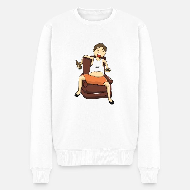 Couch Potato Bier fernsehen - Männer Premium Bio Pullover - Weiß