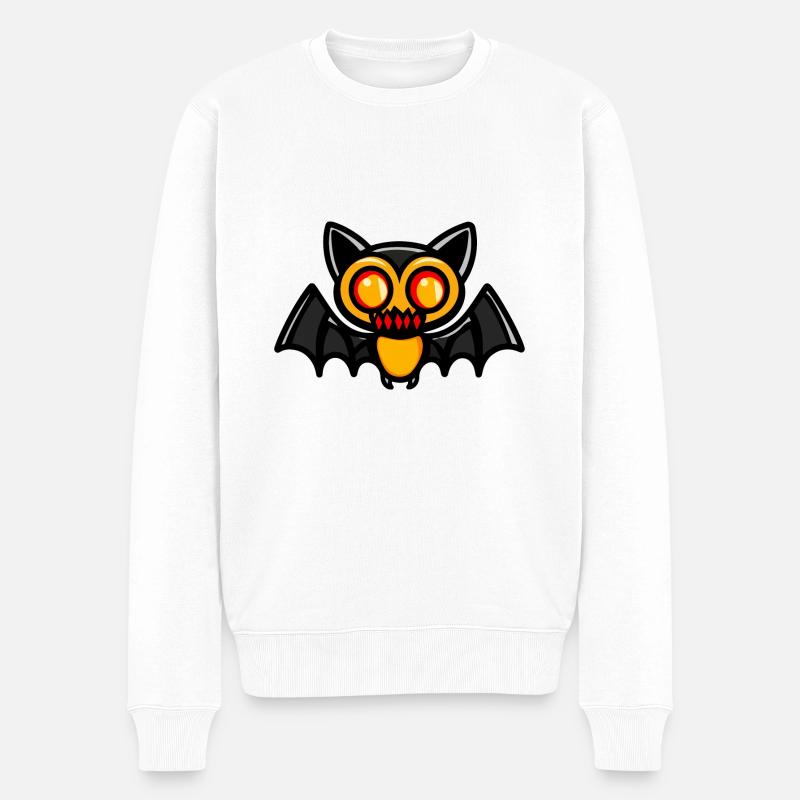 Fledermaus Halloween Lustig - Männer Premium Bio Pullover - Weiß