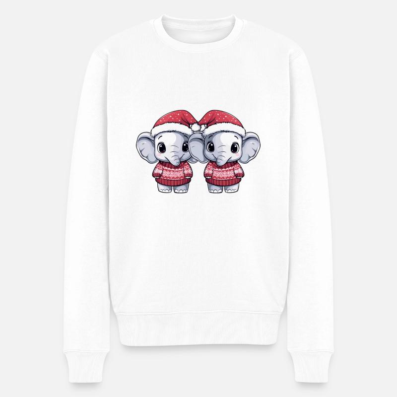 Elefant Weihnachten Team - Männer Premium Bio Pullover - Weiß