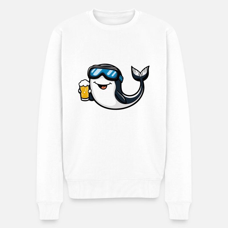 Bière de ski baleine - Pull Premium bio Homme - blanc