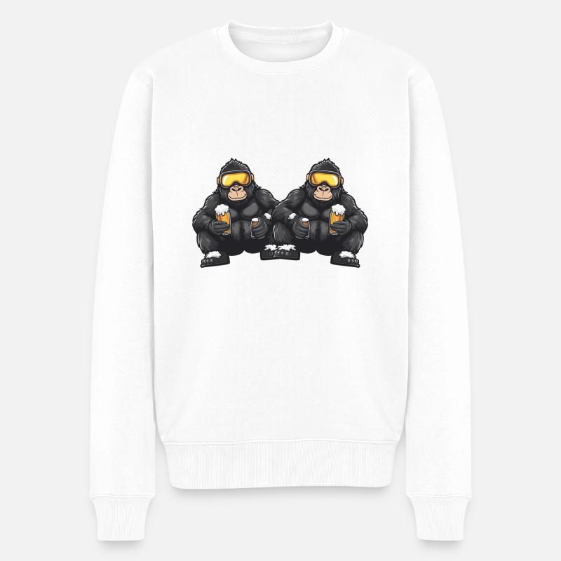 Gorilla Ski Team Bier - Männer Premium Bio Pullover - Weiß