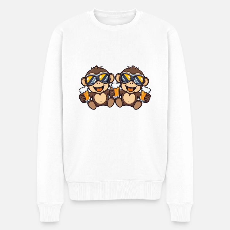 Bière Monkey Ski Team - Pull Premium bio Homme - blanc