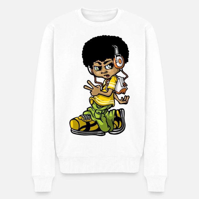 Weinlese-Hip-Hop-b-boy - Männer Premium Bio Pullover - Weiß
