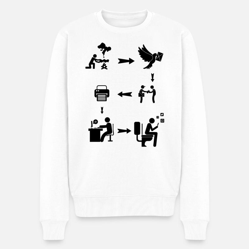 Evolution des médias sociaux Communication - Pull Premium bio Homme - blanc
