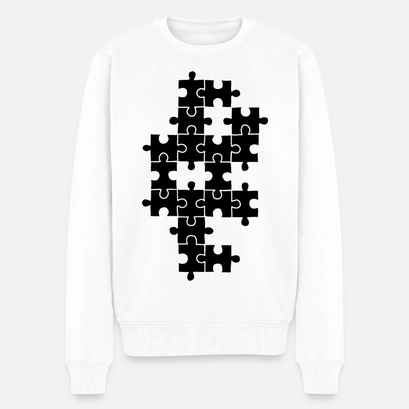 Schwarzes Puzzle - Männer Premium Bio Pullover - Weiß