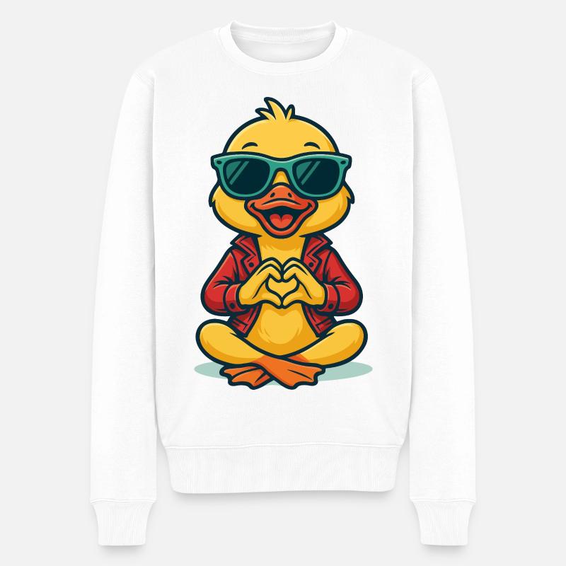 Duckling Heart Beat - Männer Premium Bio Pullover - Weiß