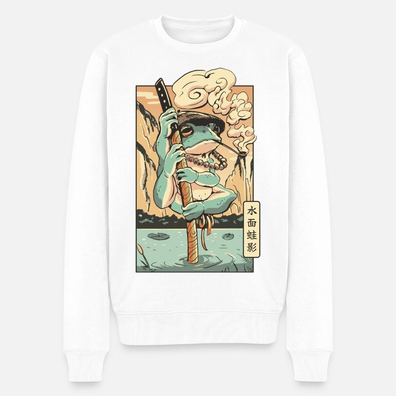 Frosch-Sommelier à la Natur - Männer Premium Bio Pullover - Weiß