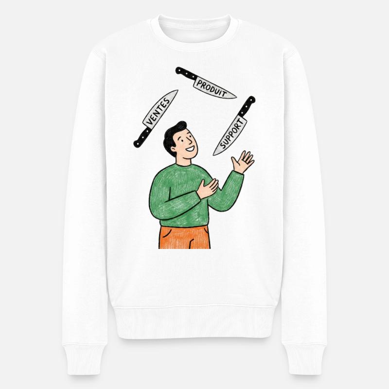 Geschäftsjongleur - Männer Premium Bio Pullover - Weiß