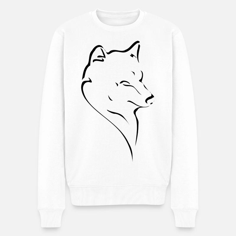 Wolfskopf Linienstudie - Männer Premium Bio Pullover - Weiß