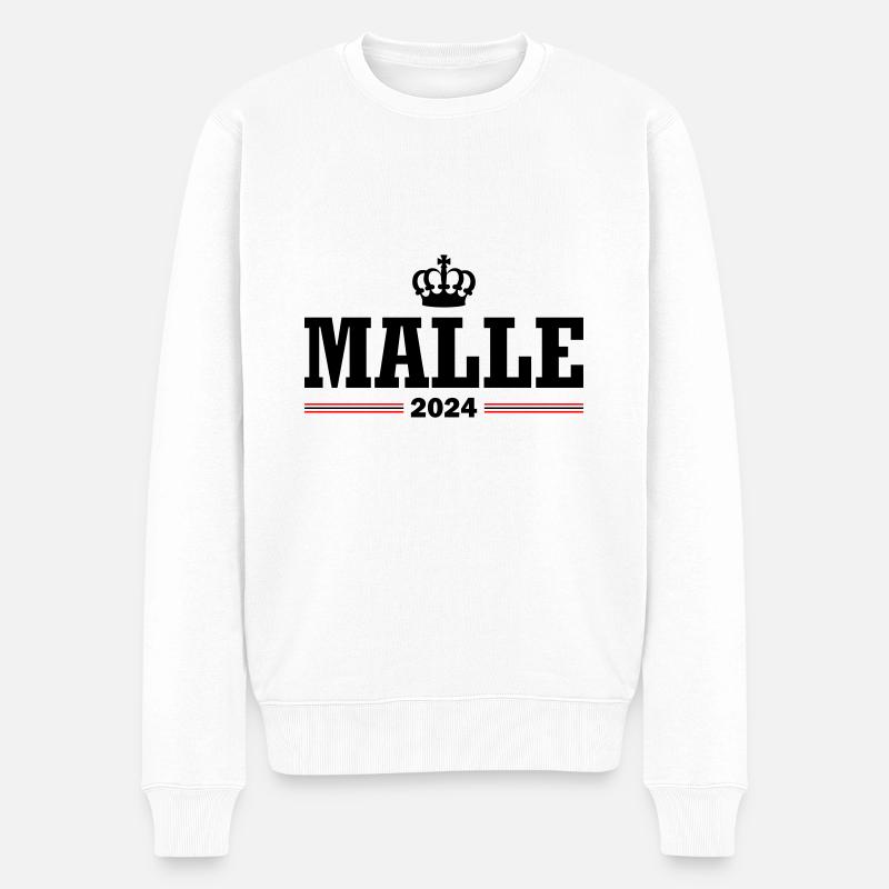 Malle 2024 Krone Urlaub - Männer Premium Bio Pullover - Weiß