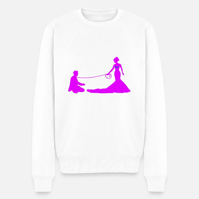 Hochzeit Brautpaar Leine - Männer Premium Bio Pullover - Weiß