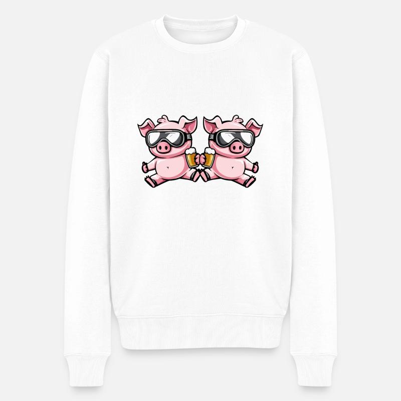 Schwein Ski Team Bier - Männer Premium Bio Pullover - Weiß