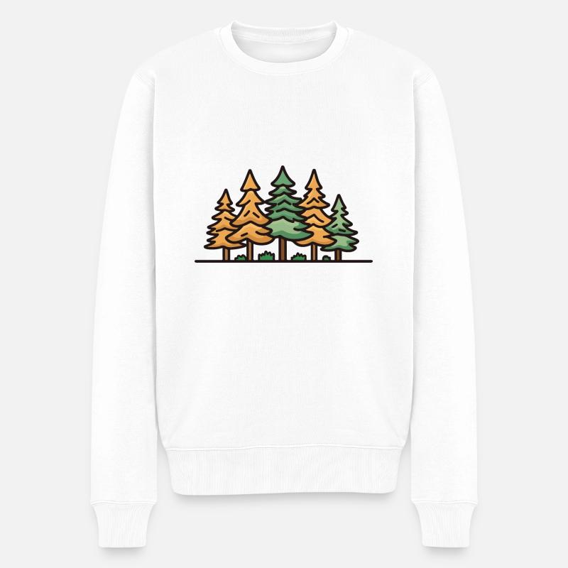 Wald Landschaft Bäume - Männer Premium Bio Pullover - Weiß