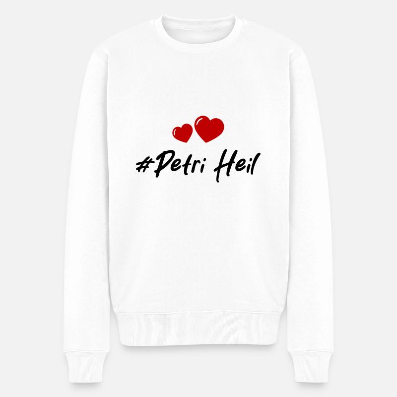 Petri Heil Herz Fischen - Männer Premium Bio Pullover - Weiß
