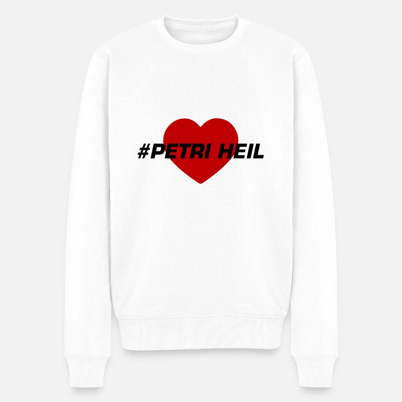 Petri Heil Herz Fischen - Männer Premium Bio Pullover - Weiß