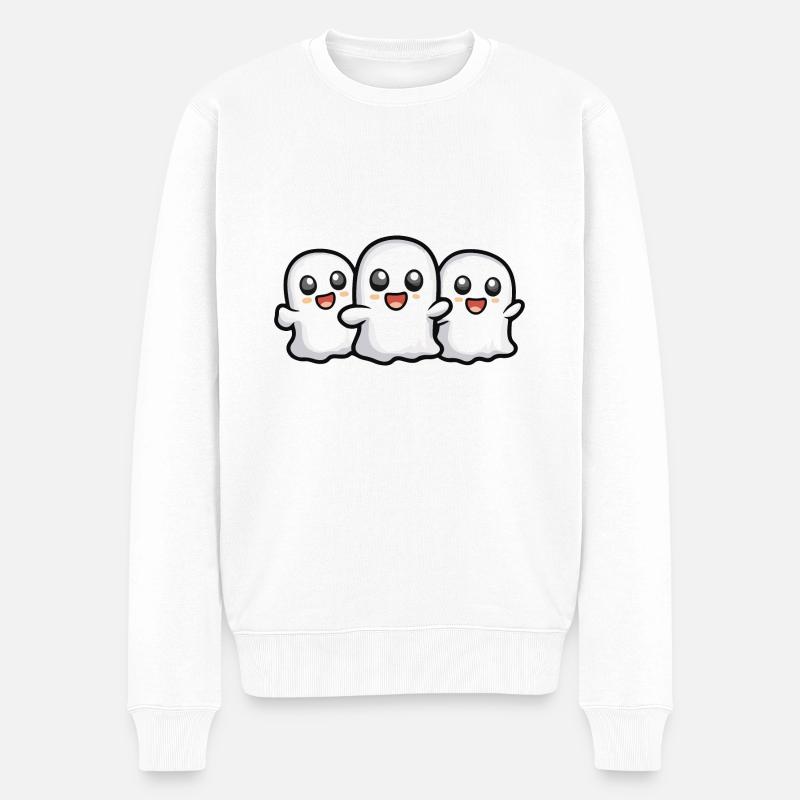 Fantômes Halloween Dessin animé - Pull Premium bio Homme - blanc
