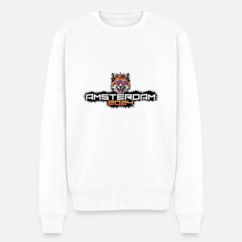 Amsterdam 2024 Party Fuchs - Männer Premium Bio Pullover - Weiß