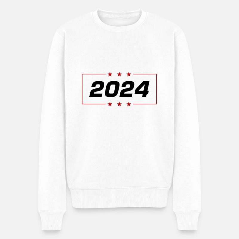 2024 Jahr - Männer Premium Bio Pullover - Weiß