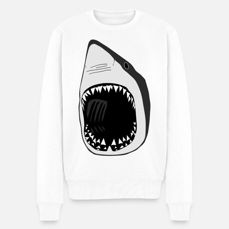 grand requin blanc squale poisson plongée - Pull Premium bio Homme - blanc