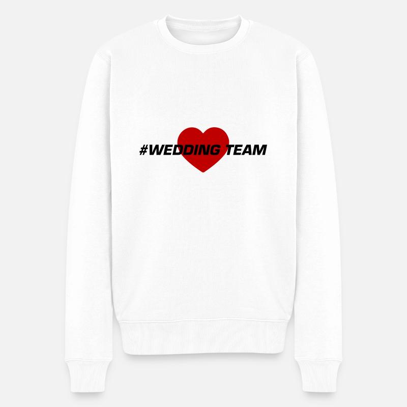 Hochzeit Team Herz - Männer Premium Bio Pullover - Weiß