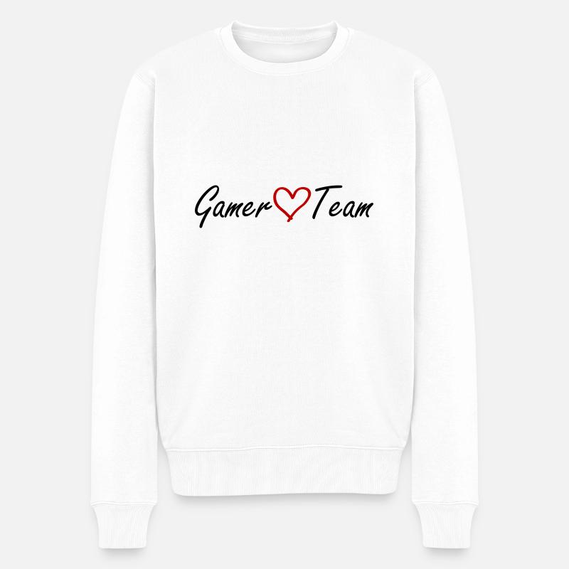 Gamer Team Herz - Männer Premium Bio Pullover - Weiß