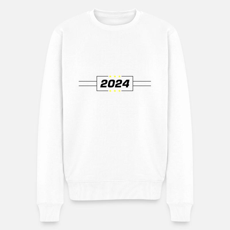 2024 Jahr - Männer Premium Bio Pullover - Weiß