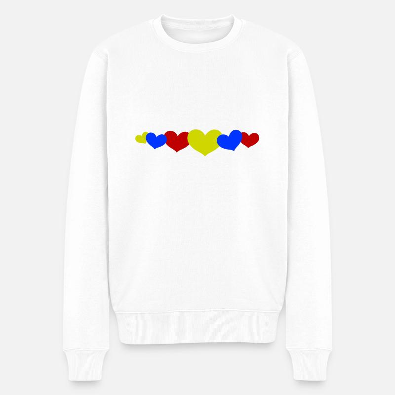 Herzen Bunt Liebe - Männer Premium Bio Pullover - Weiß