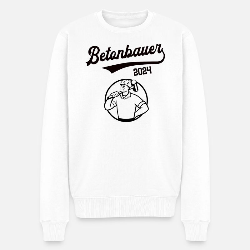 Betonbauer 2024 Beruf Betonbau Maurer Stahlbeton - Männer Premium Bio Pullover - Weiß