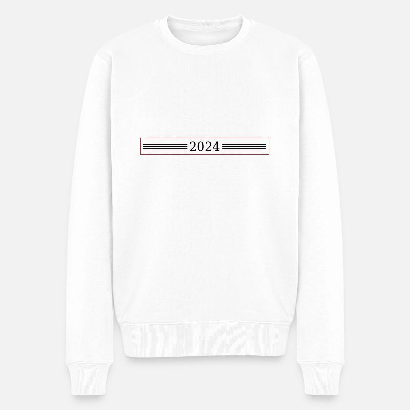 2024 Jahr - Männer Premium Bio Pullover - Weiß