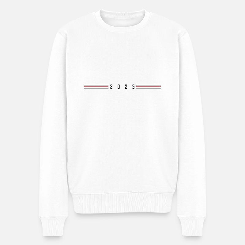 2025 Jahr - Männer Premium Bio Pullover - Weiß