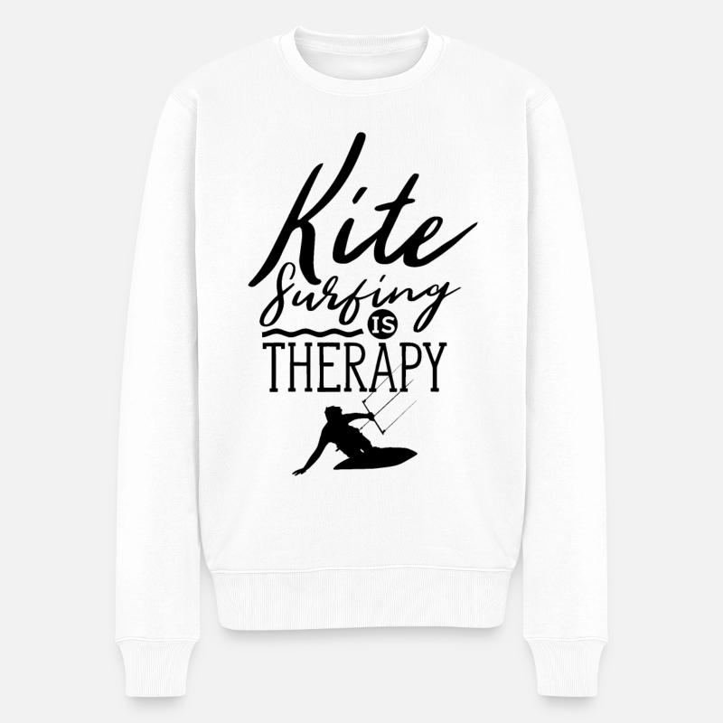 Kitesurfen ist meine Therapie Kitesurfer Kitesurf - Männer Premium Bio Pullover - Weiß