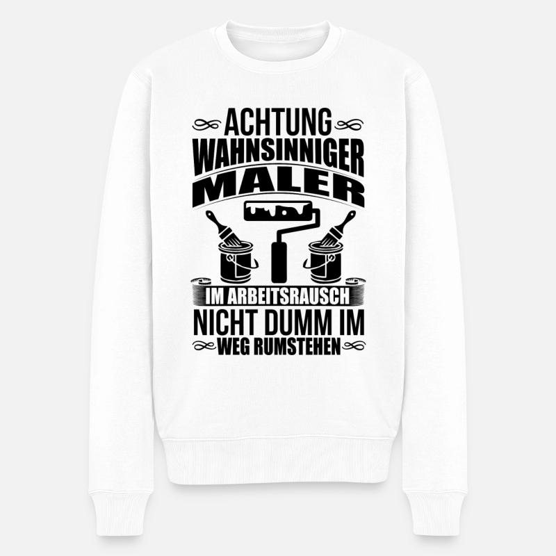MALER HANDWERK BERUF ARBEIT BAUSTELLE LACKIERER - Männer Premium Bio Pullover - Weiß