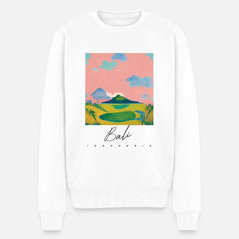 Bali Morning Reiseplakat Retro - Männer Premium Bio Pullover - Weiß