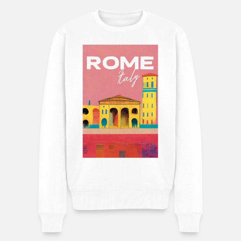 Mediterranean Rome City Reiseplakat Retro - Männer Premium Bio Pullover - Weiß
