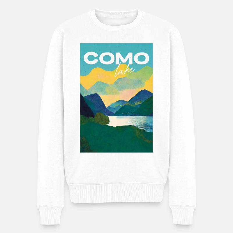 Lake Como Old Reiseplakat Retro - Männer Premium Bio Pullover - Weiß