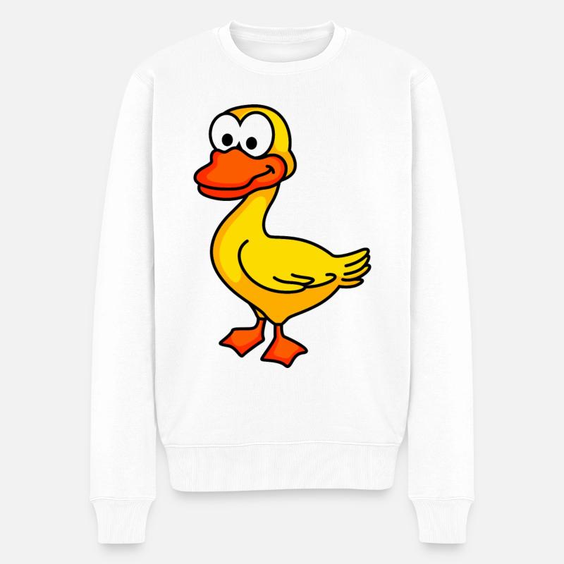 Ente Comic Tier - Männer Premium Bio Pullover - Weiß
