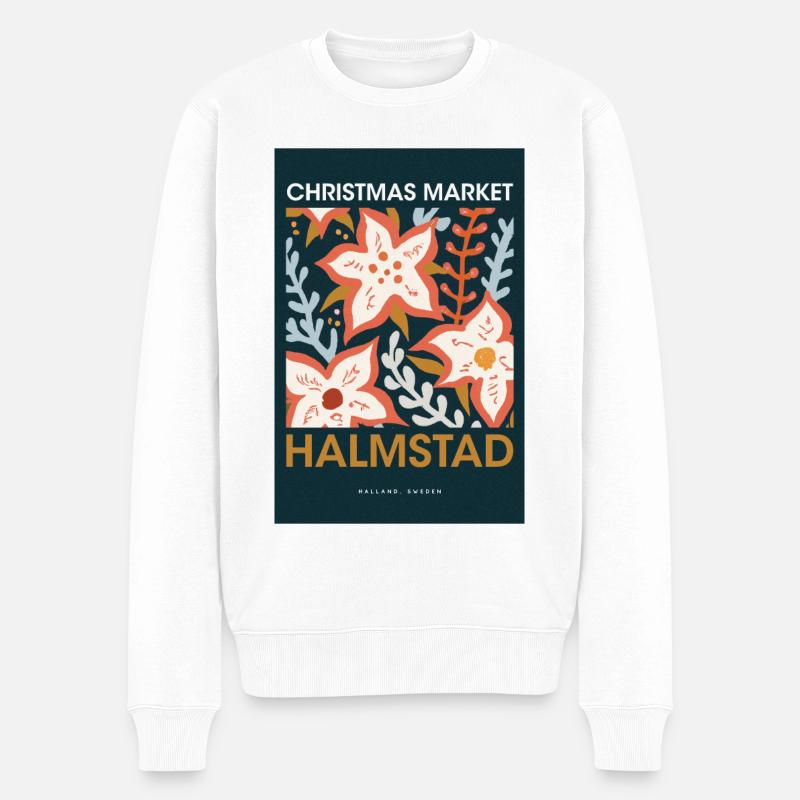 Marché de Noël Halmstad Affiche Suède 1960 - Pull Premium bio Homme - blanc