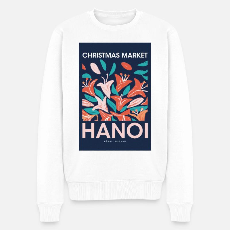 Marché de Noël Hanoi Affiche Vietnam 1960 - Pull Premium bio Homme - blanc